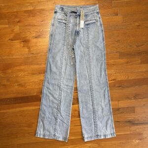 Hudson Women Jean Size 25‎ Tie Waist Pintucked Light Blue Daylight Denim NWT
